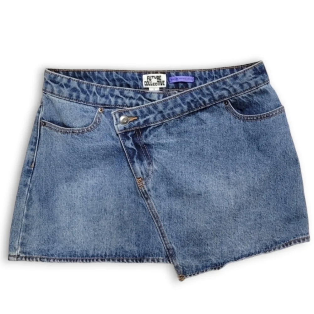 Future Collective NWTs Asymmetrical Mini Denim Skirt